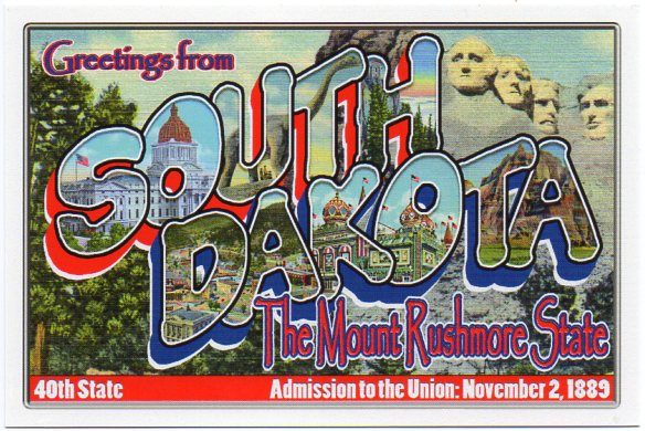 South Dakota large letter postcard 40th state